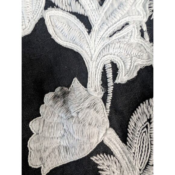 Chicos Jacket Cardigan Sz 1 Small 8 10 Black with White Embroidery Decoration - Picture 8 of 8